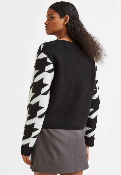 H&M - Knitted cardigan - black/dogtooth-patterned