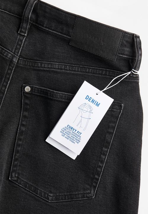 H&M - Curvy fit mom high denim shorts - black