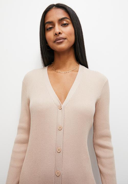 Superbalist - Button through midi knitwear dress - stone