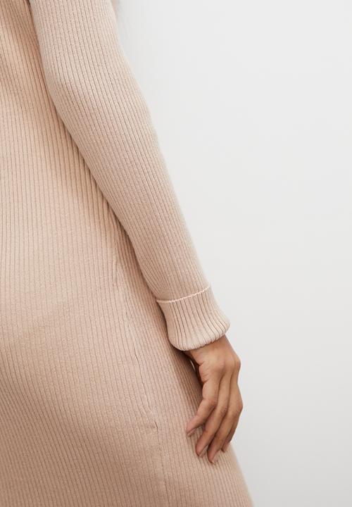 Superbalist - Button through midi knitwear dress - stone