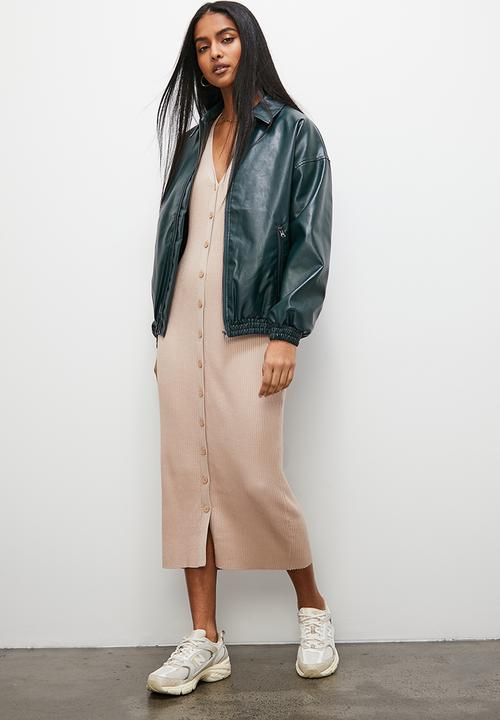 Superbalist - Button through midi knitwear dress - stone