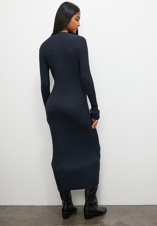 Superbalist - Button through midi knitwear dress - ink