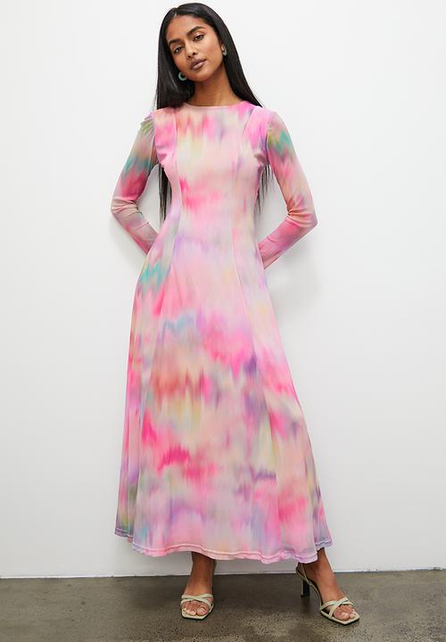 Superbalist - Open back mesh fit and flare - soft focus