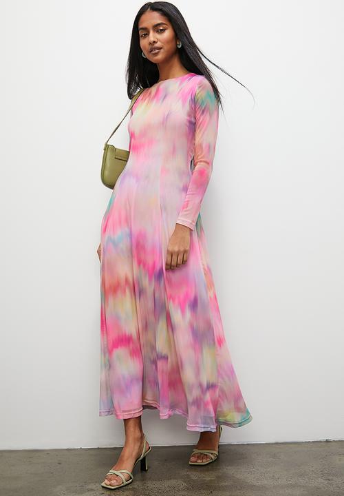 Superbalist - Open back mesh fit and flare - soft focus