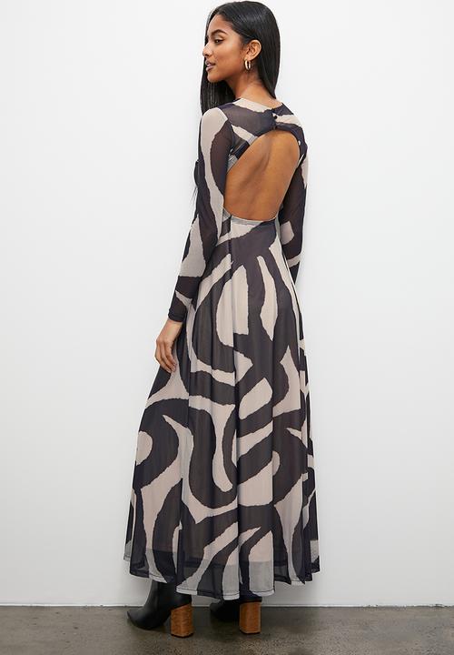 Superbalist - Open back mesh fit and flare - mono large scale waves