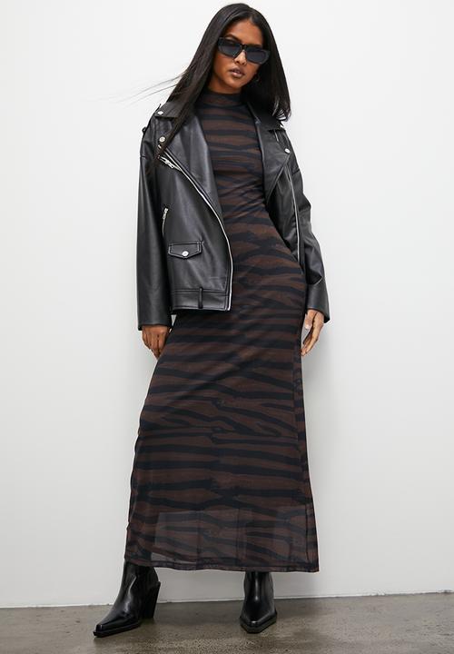 Superbalist - Printed mesh maxi dress - animal