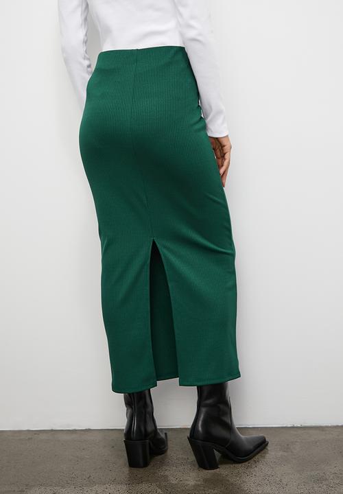Superbalist - Rib midi skirt - green