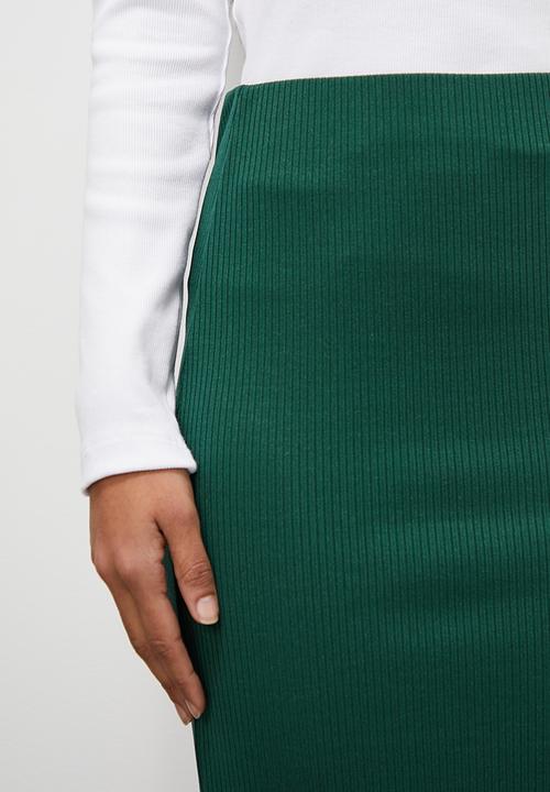 Superbalist - Rib midi skirt - green