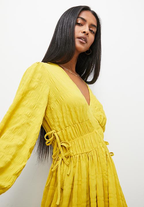 Superbalist - Empire midi dress with waist ties - ochre