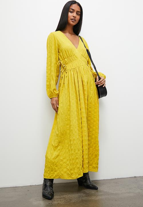 Superbalist - Empire midi dress with waist ties - ochre