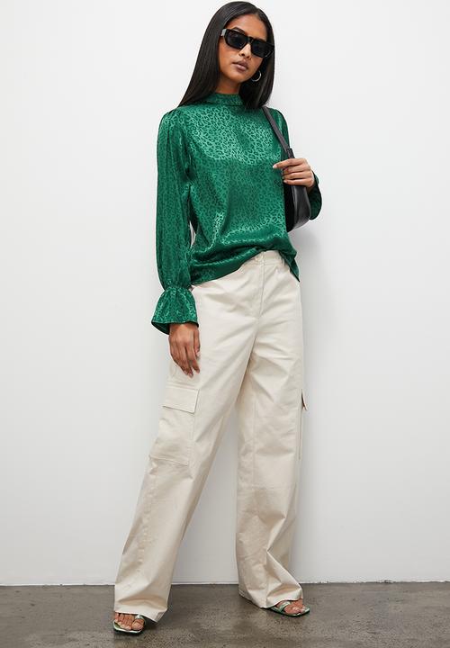 Superbalist - Jacquard high neck blouse - emerald