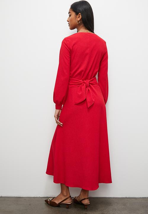 Superbalist - Twist front wrap midi dress - salsa