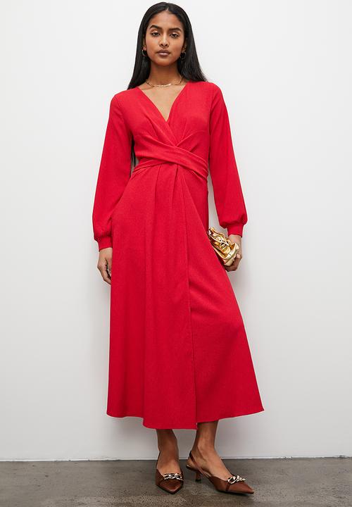 Superbalist - Twist front wrap midi dress - salsa