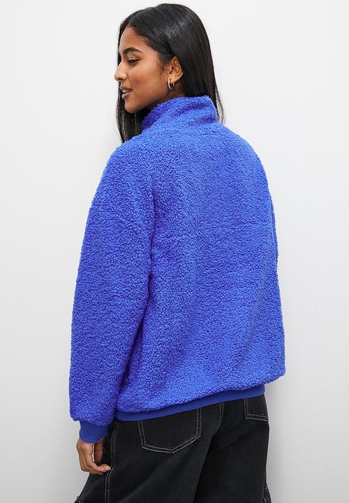 Superbalist - Half zip teddy sweat - cobalt