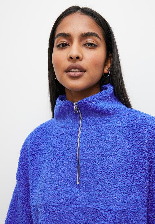 Superbalist - Half zip teddy sweat - cobalt