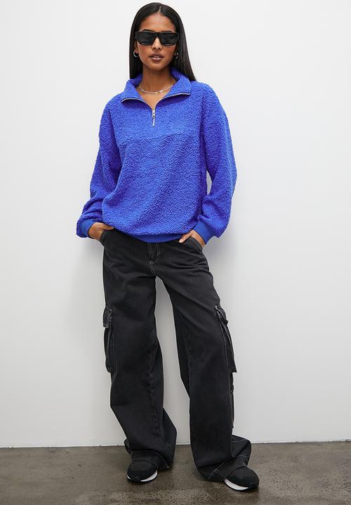 Superbalist - Half zip teddy sweat - cobalt