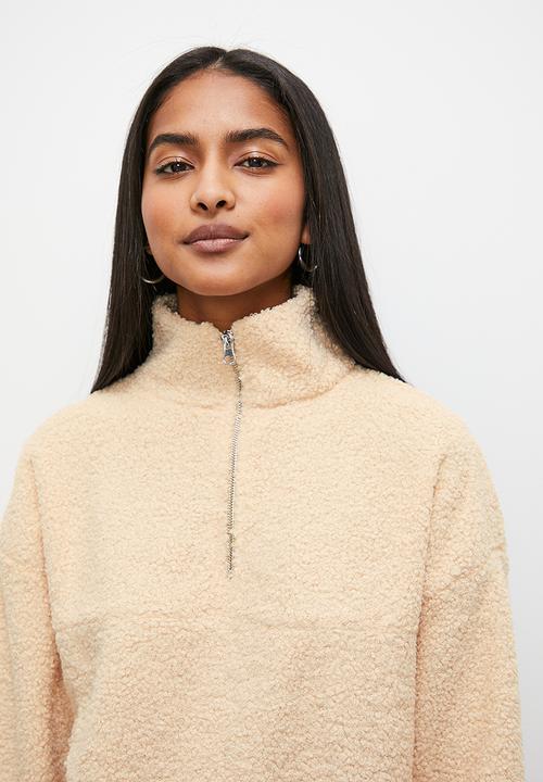Superbalist - Half zip teddy sweat - oat