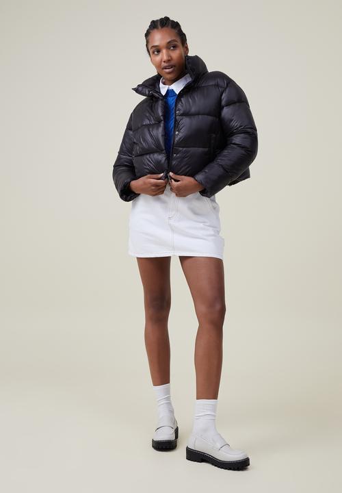 Cotton On - Cropped puffer jacket - black