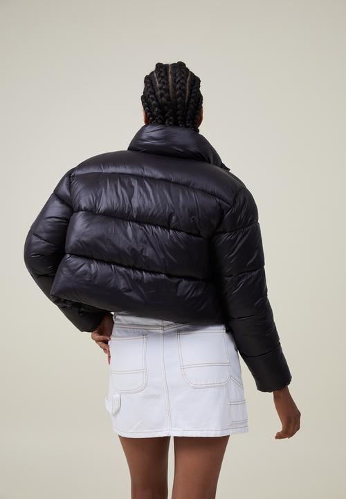 Cotton On - Cropped puffer jacket - black