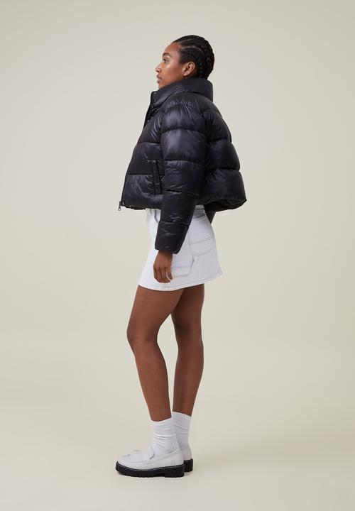 Cotton On - Cropped puffer jacket - black