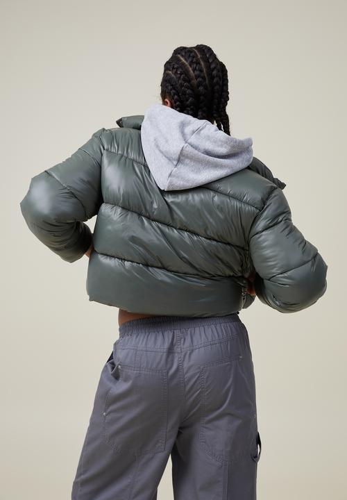 Cotton On - Cropped puffer jacket - daintree