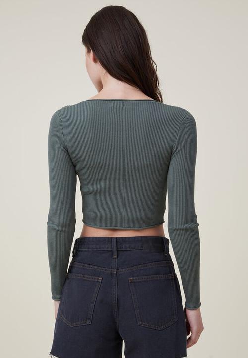 Cotton On - Foxy rib v-neck front cardi - daintree