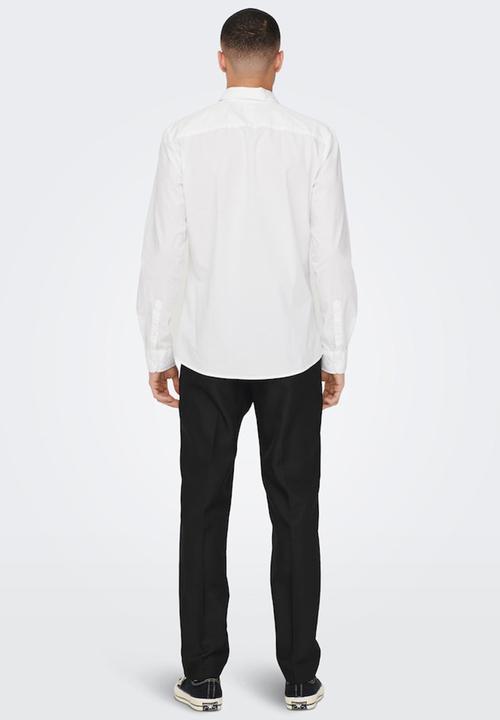 Only & Sons - Onsandy slim poplin shirt - white