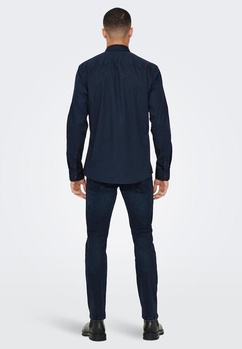 Only & Sons - Onsandy slim poplin shirt - dark navy