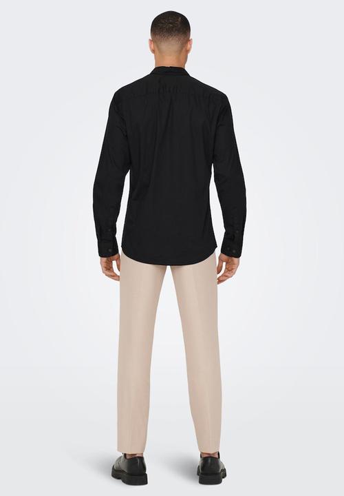 Only & Sons - Onsandy slim poplin shirt - black