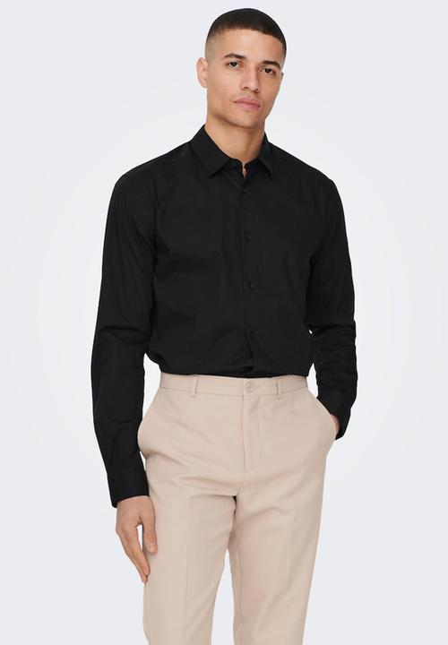 Only & Sons - Onsandy slim poplin shirt - black