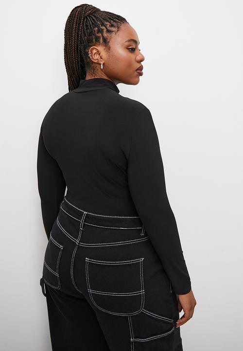 Blake - 2-Pack grown on neck bodysuit - stone & black