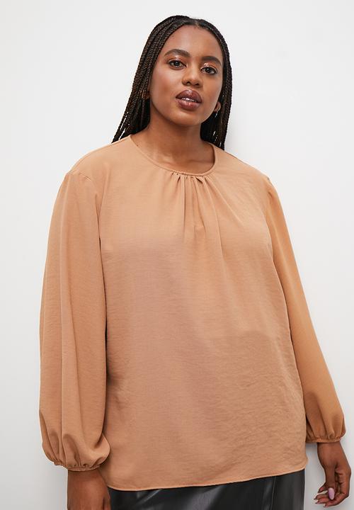Superbalist - Gathered crew neck shell - brown