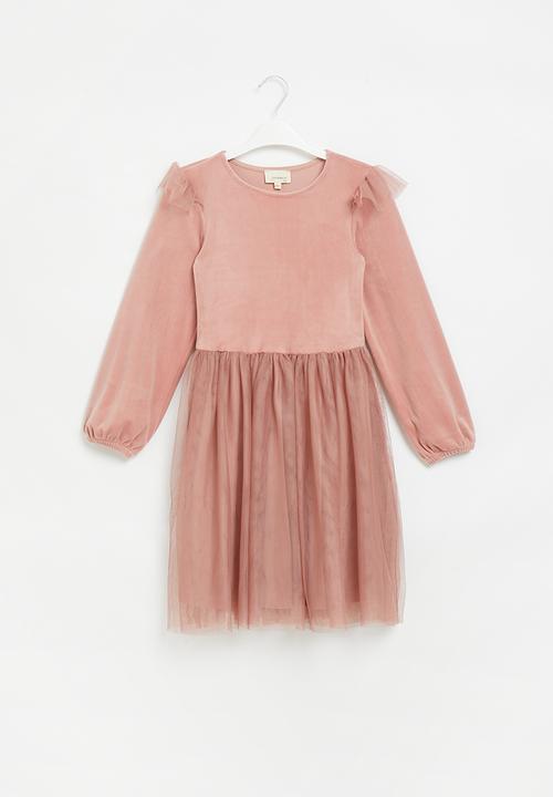 Superbalist - Combo velour dress - pale rose