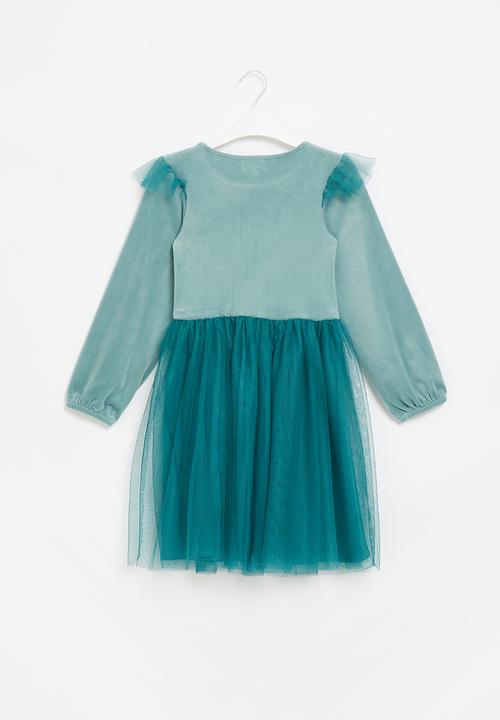 Superbalist - Combo velour dress - pacific green 