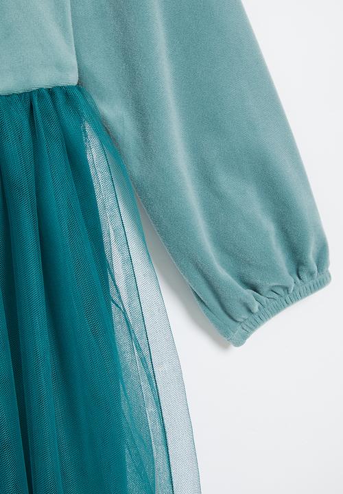 Superbalist - Combo velour dress - pacific green 