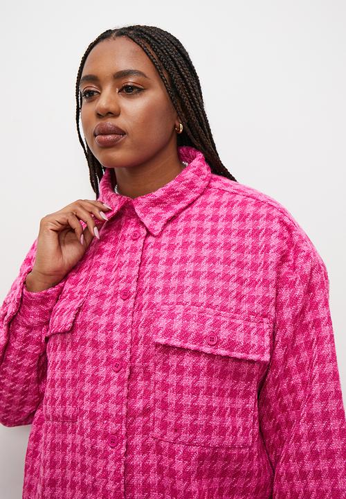Superbalist - Tweed overshirt - cerise check