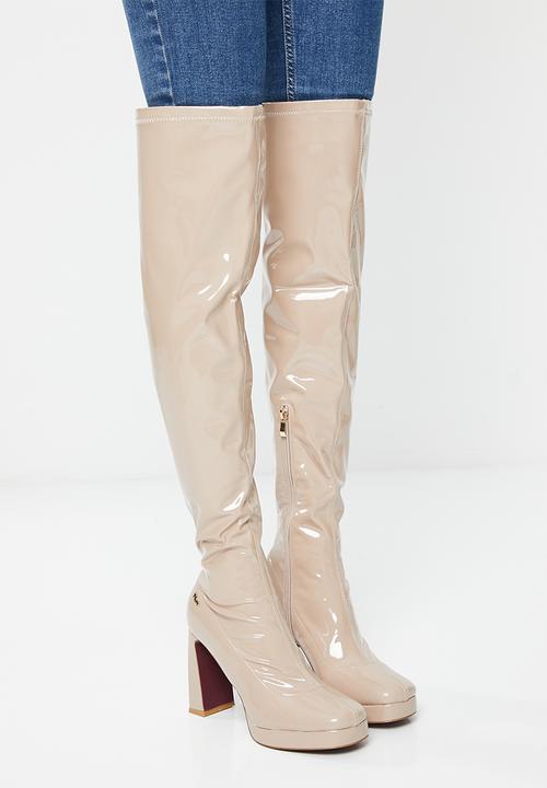 Plum - Raida over the knee platform boot - neutral