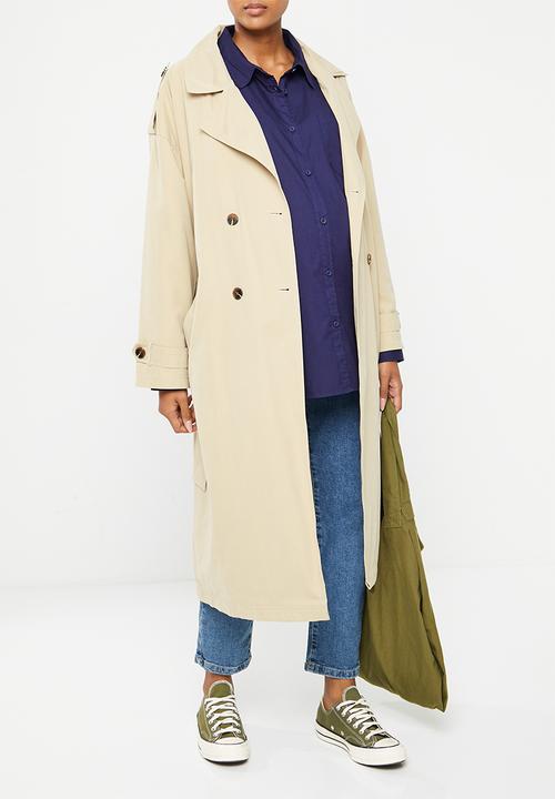 Cotton On - Bump friendly drop shoulder trench coat - mid taupe