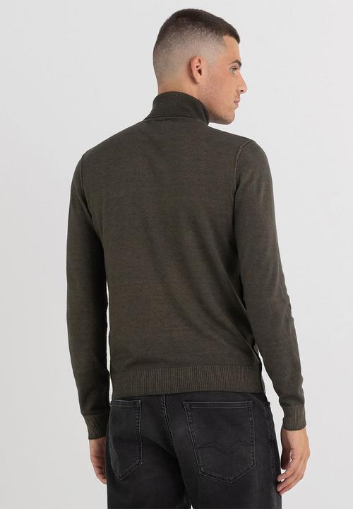 Replay - Turtleneck wool sweater - mud green
