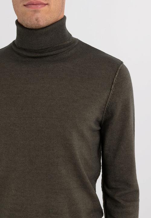 Replay - Turtleneck wool sweater - mud green