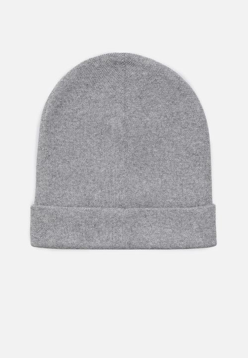 Replay - Cotton beanie with turn-up - grey melange