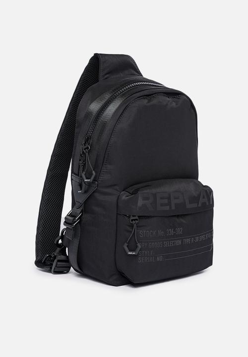 Replay - One-shouldered backpack with crinkle effect - black