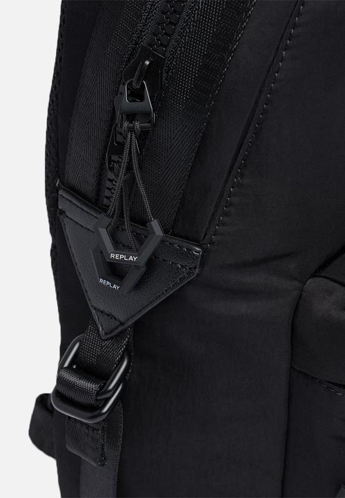 Replay - One-shouldered backpack with crinkle effect - black