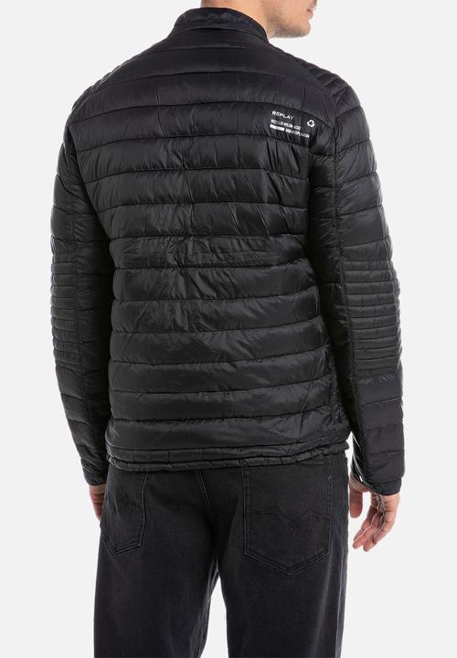 Replay - Jacket with hood in recycled nylon - black
