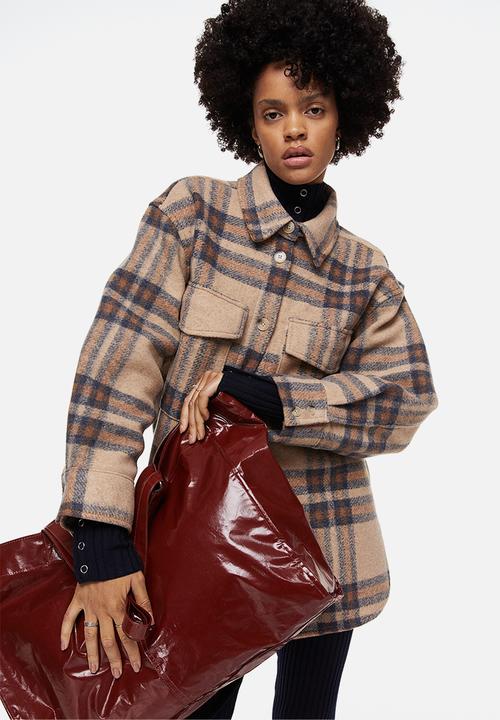 H&M - Oversized shacket - beige/checked