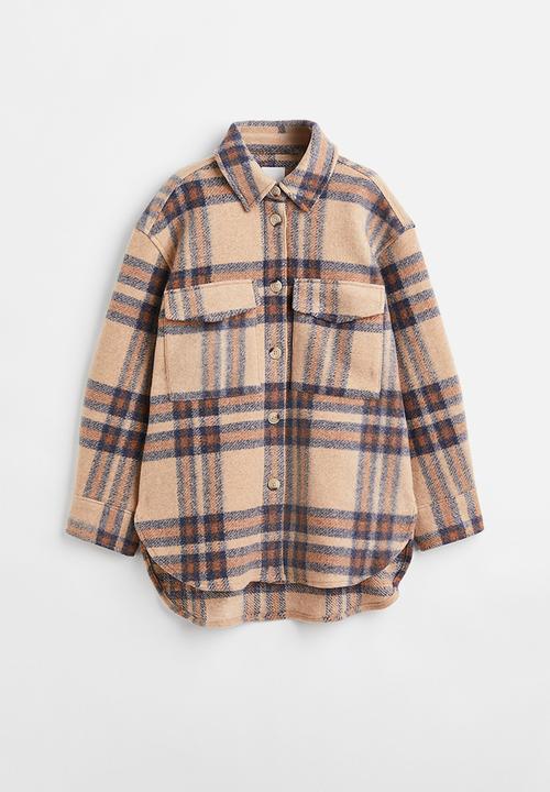 H&M - Oversized shacket - beige/checked