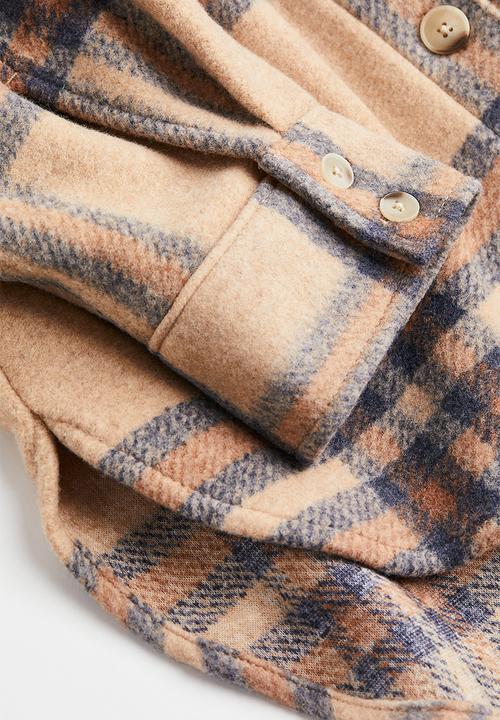 H&M - Oversized shacket - beige/checked