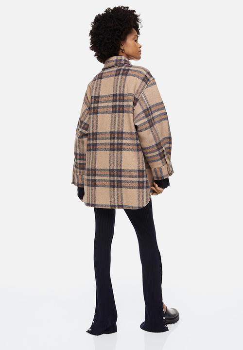 H&M - Oversized shacket - beige/checked
