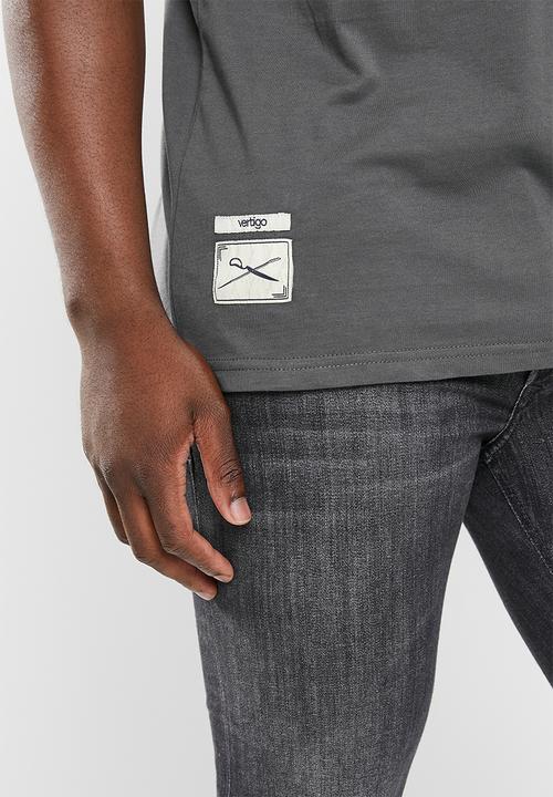 Vertigo - Mens vertigo embroidered crew tee short sleeve - dark shadow