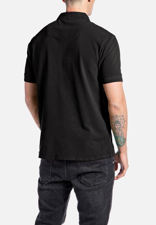 Replay - Piqué polo shirt with print - nearly black